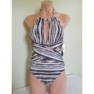 La Blanca Pebble high neck one piece swimsuit size 4